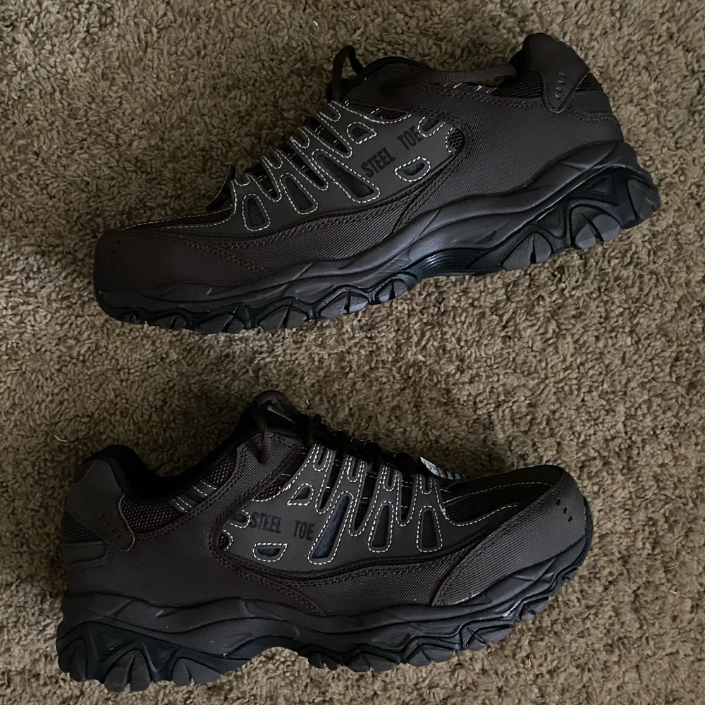 Brown Steel Toe Skechers Work Shoes Men’s Size 10.5